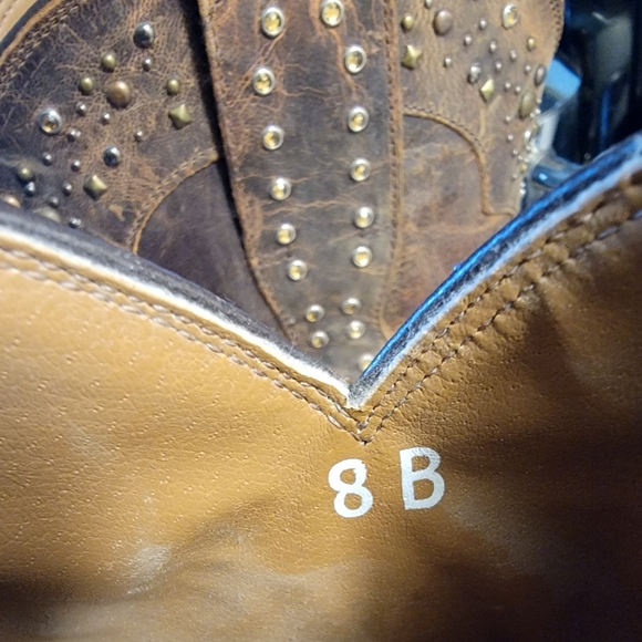 Vintage Ariat Womens 10006850 Brown Leather Rhinestone Cowgirl Boots Size 8B - Picture 4 of 8